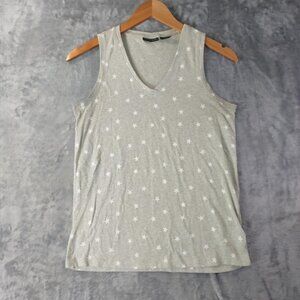 Tahari‎ Women S in Soft Gray Neutral Cozy Knit Star Print Sleeveless Tank Top